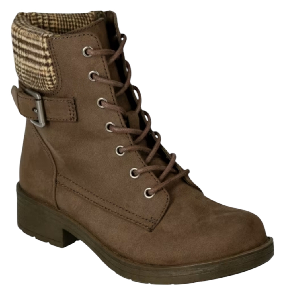 Natural Reflections Rosabel Women Brown Lace-Up Side Zipper  Boots Size 9